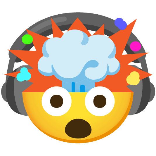 exploding head with headphones