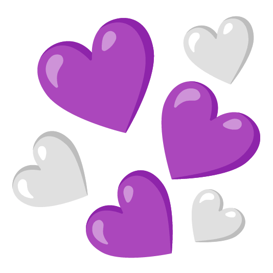 purple and white hearts